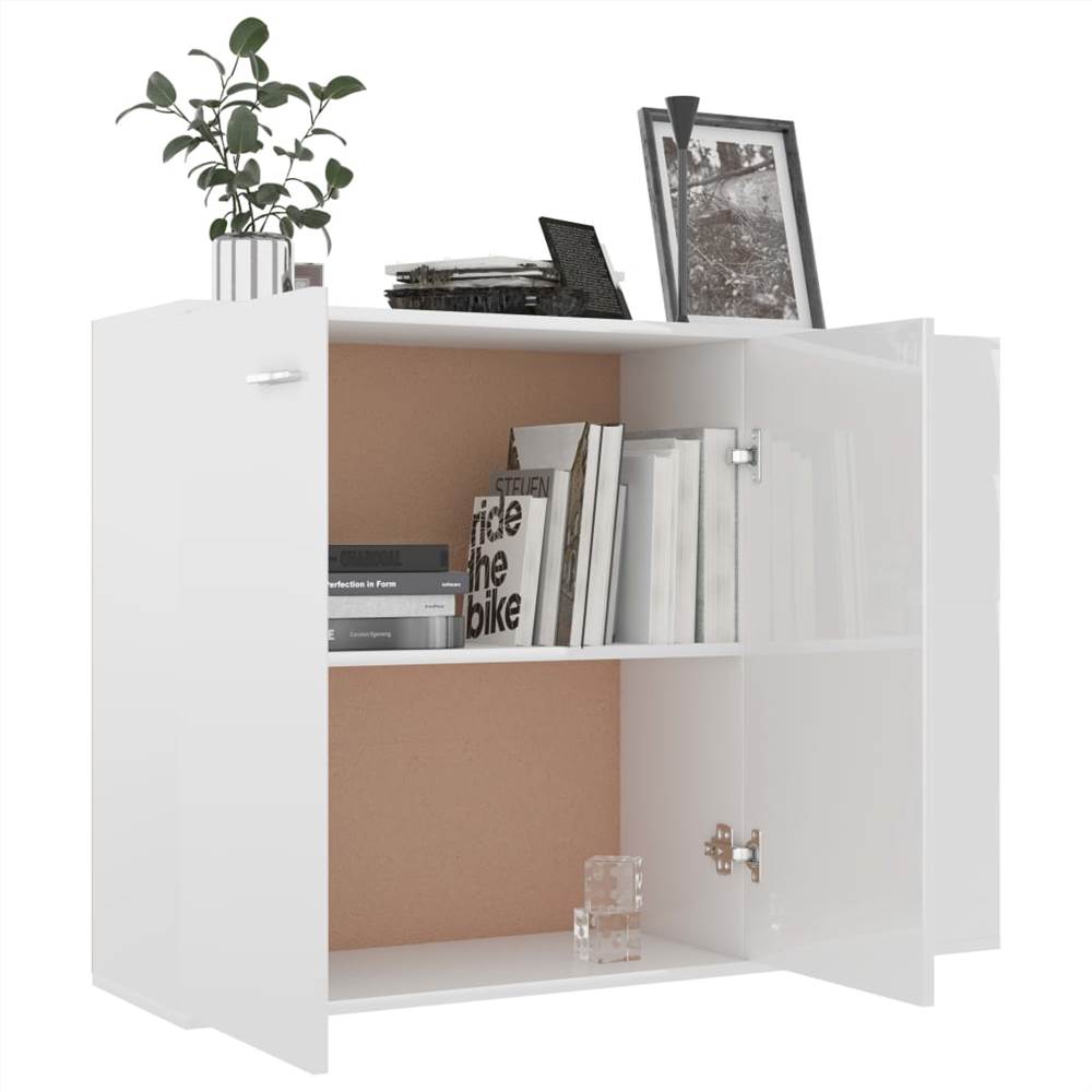 Sideboard High Gloss White 105x30x75 cm Chipboard