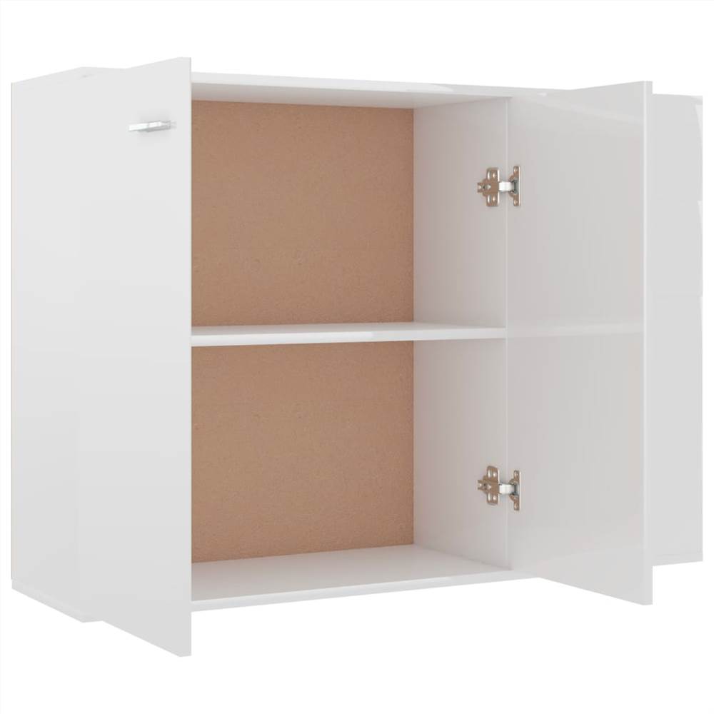 Sideboard High Gloss White 105x30x75 cm Chipboard
