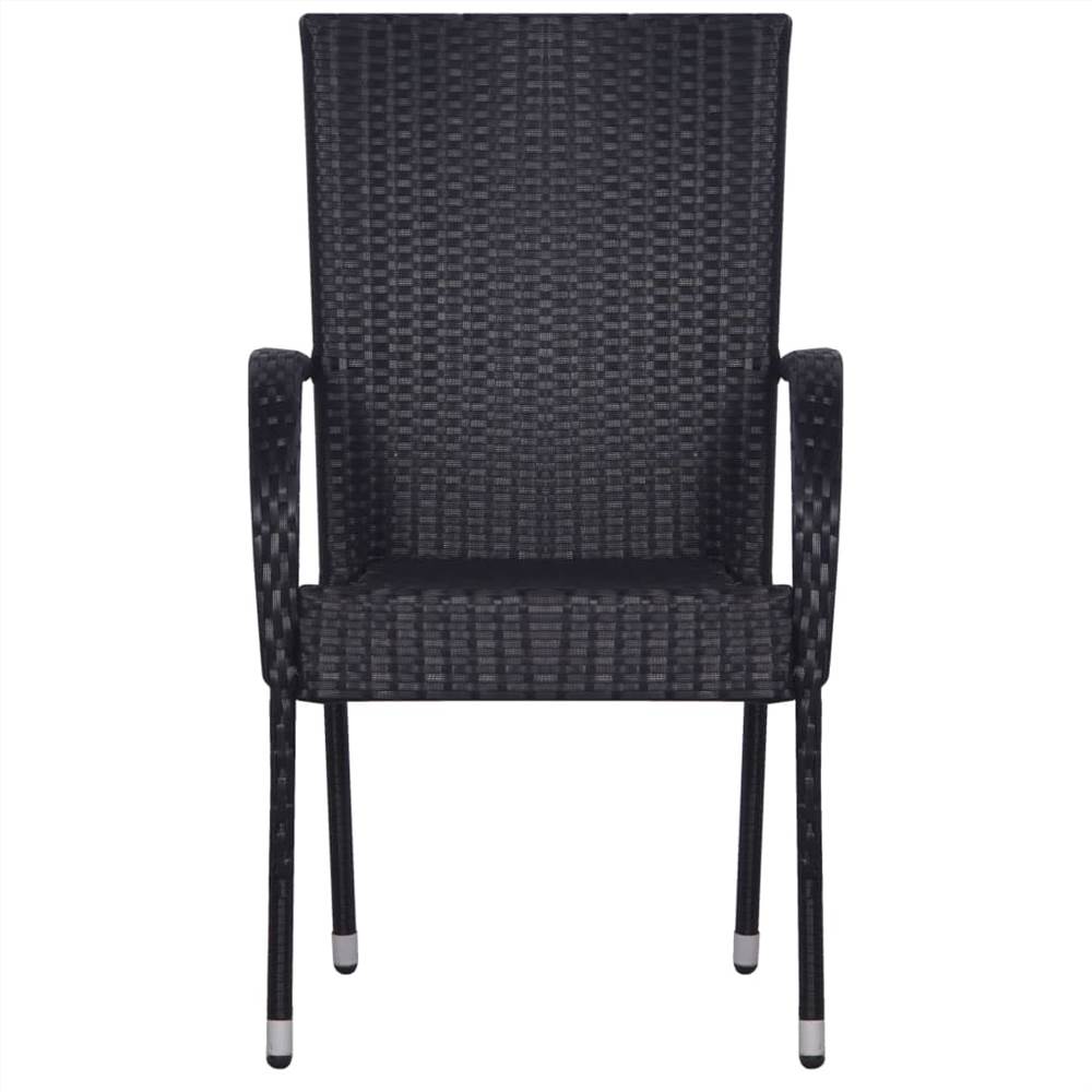 Stackable Outdoor Chairs 4 pcs Poly Rattan Black