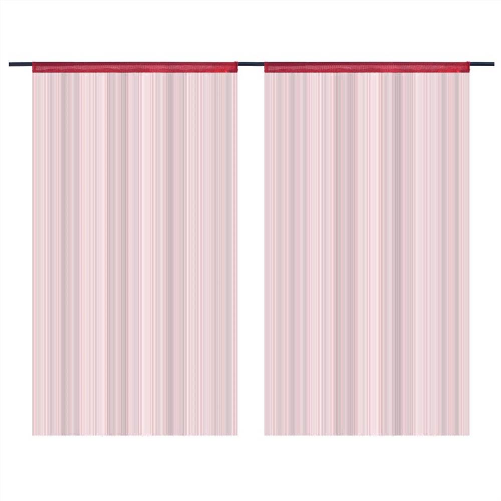 String Curtains 2 pcs 100x250 cm Burgundy
