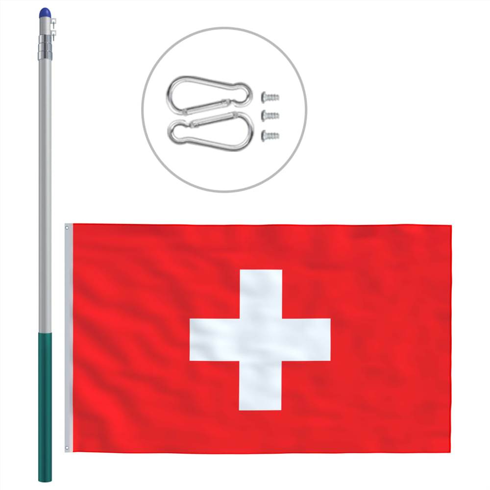 Switzerland Flag and Pole Aluminium 6 m