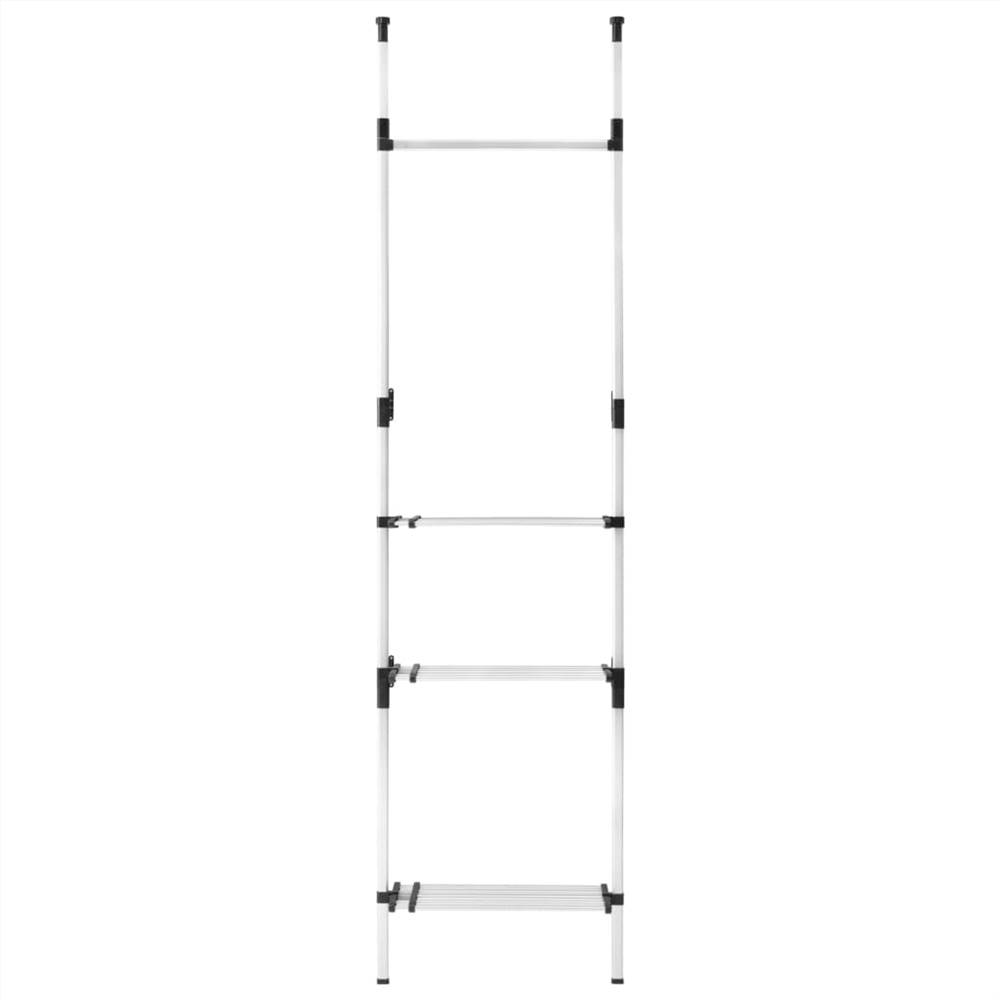 Telescopic Wardrobe System with Rods and Shelf Aluminium