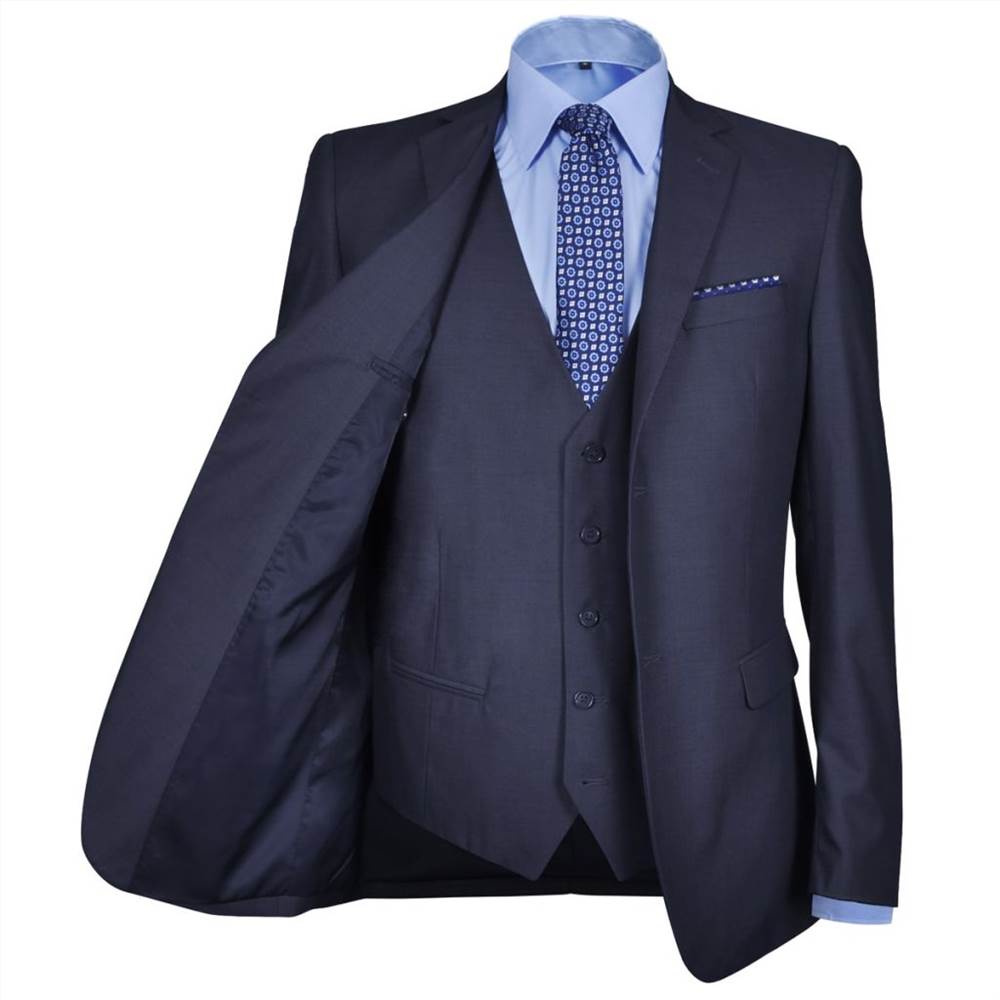 Three Piece Men’s Business Suit Size 48 Navy Blue