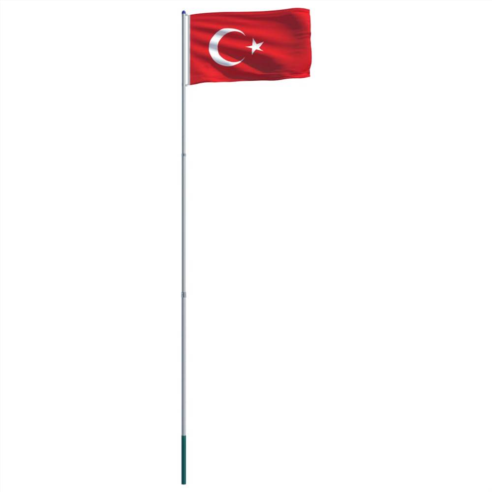 Turkey Flag and Pole Aluminium 6 m