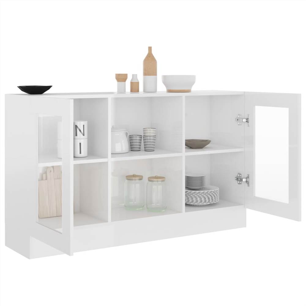 Vitrine Cabinet High Gloss White 120x30.5x70 cm Chipboard