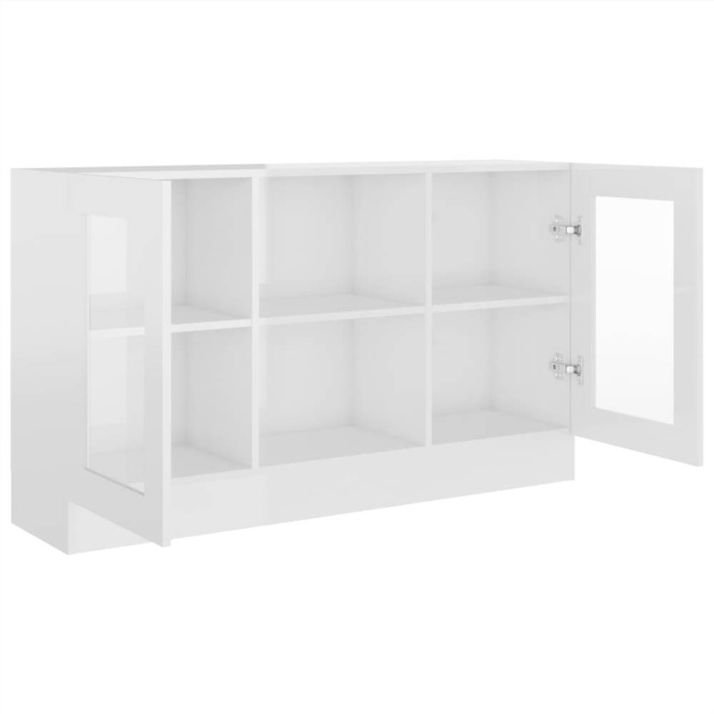 Vitrine Cabinet High Gloss White 120x30.5x70 cm Chipboard