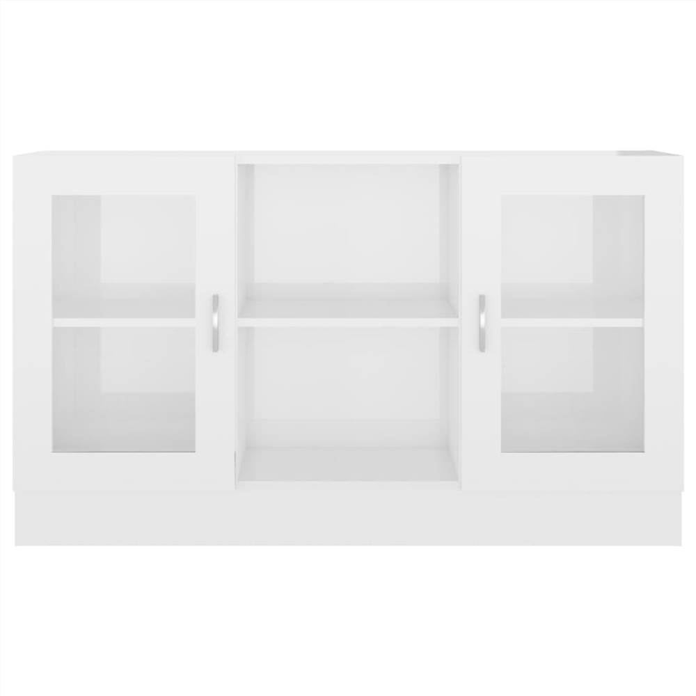 Vitrine Cabinet High Gloss White 120x30.5x70 cm Chipboard