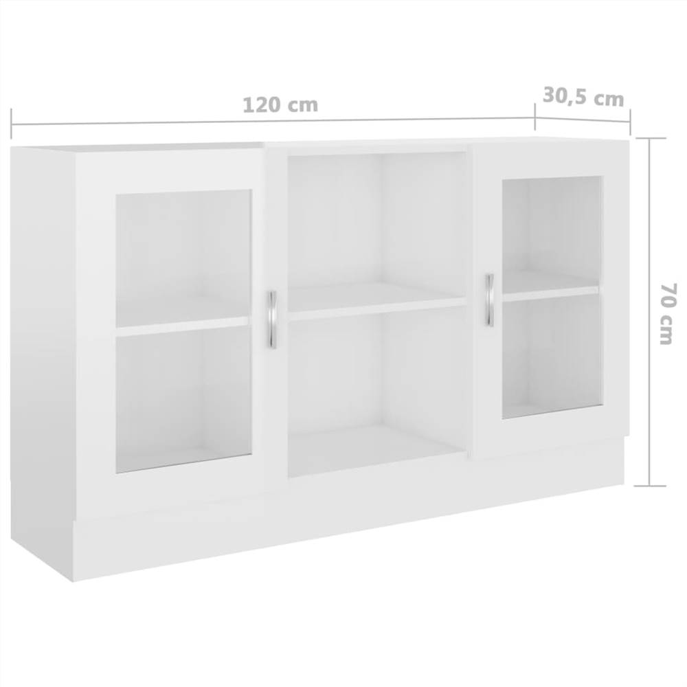 Vitrine Cabinet High Gloss White 120x30.5x70 cm Chipboard