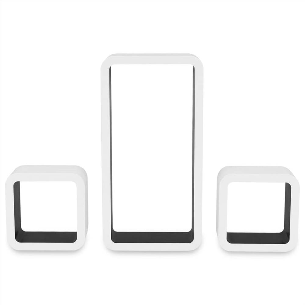 Wall Cube Shelves 6 pcs White and Black