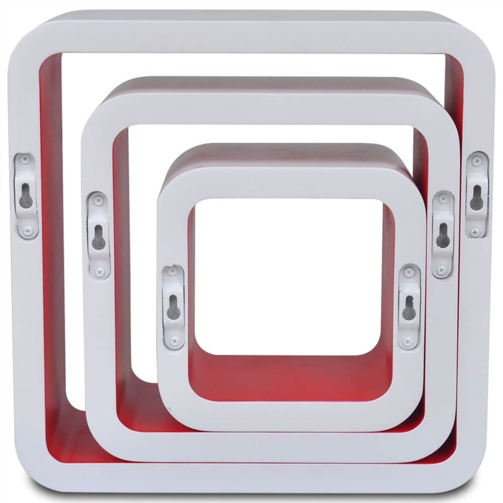 Wall Cube Shelves 6 pcs White and Red