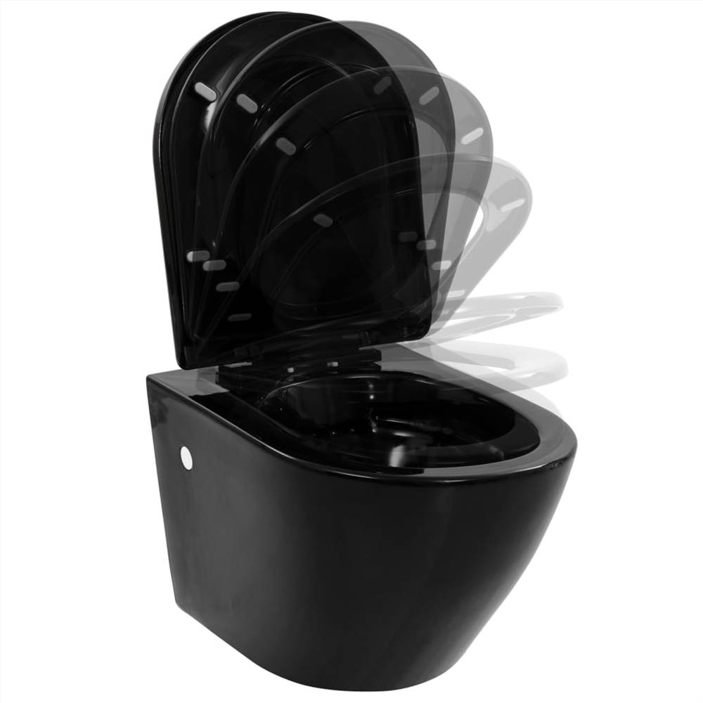 Wall Hung Toilet With Concealed Cistern Ceramic Black