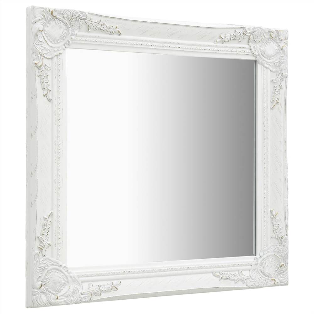 Wall Mirror Baroque Style 60x60 cm White