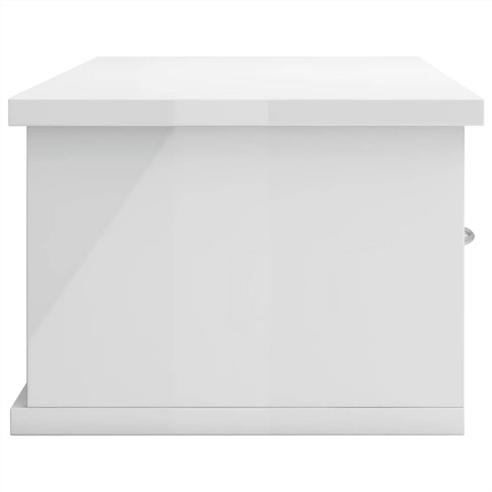Wall-mounted Drawer Shelf High Gloss White 60x26x18.5 cm Chipboard