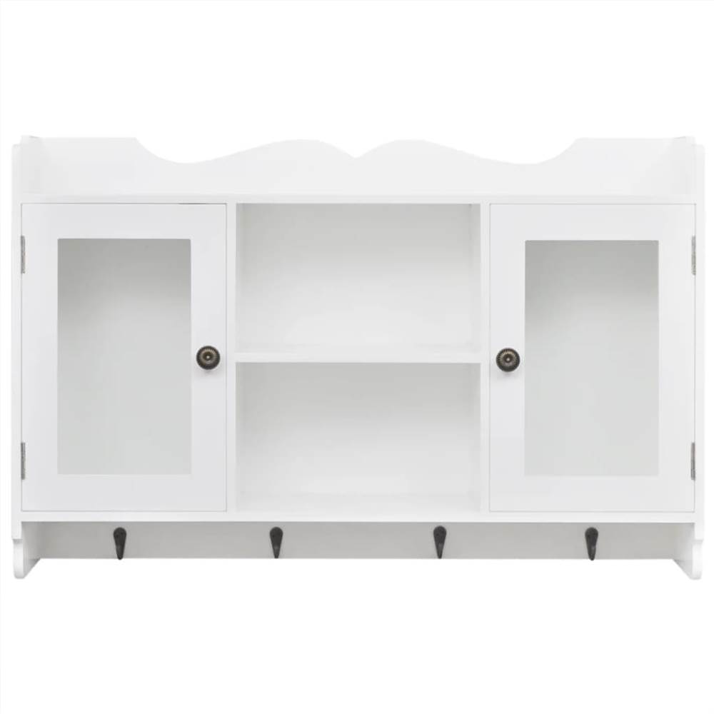 White MDF Wall Cabinet Display Shelf Book/DVD/Glass Storage