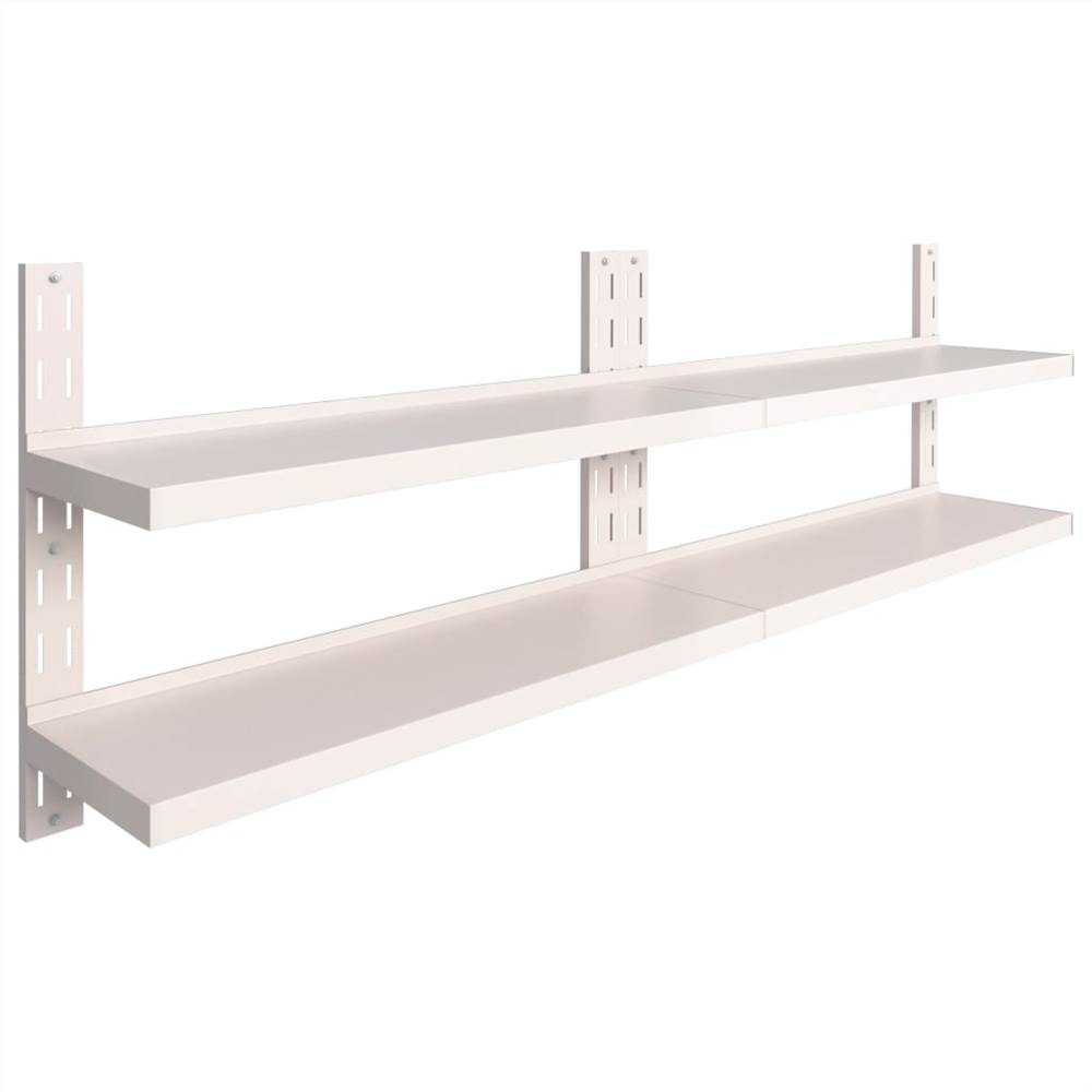 2-Tier Floating Wall Shelves 2 pcs Stainless Steel 240x30 cm