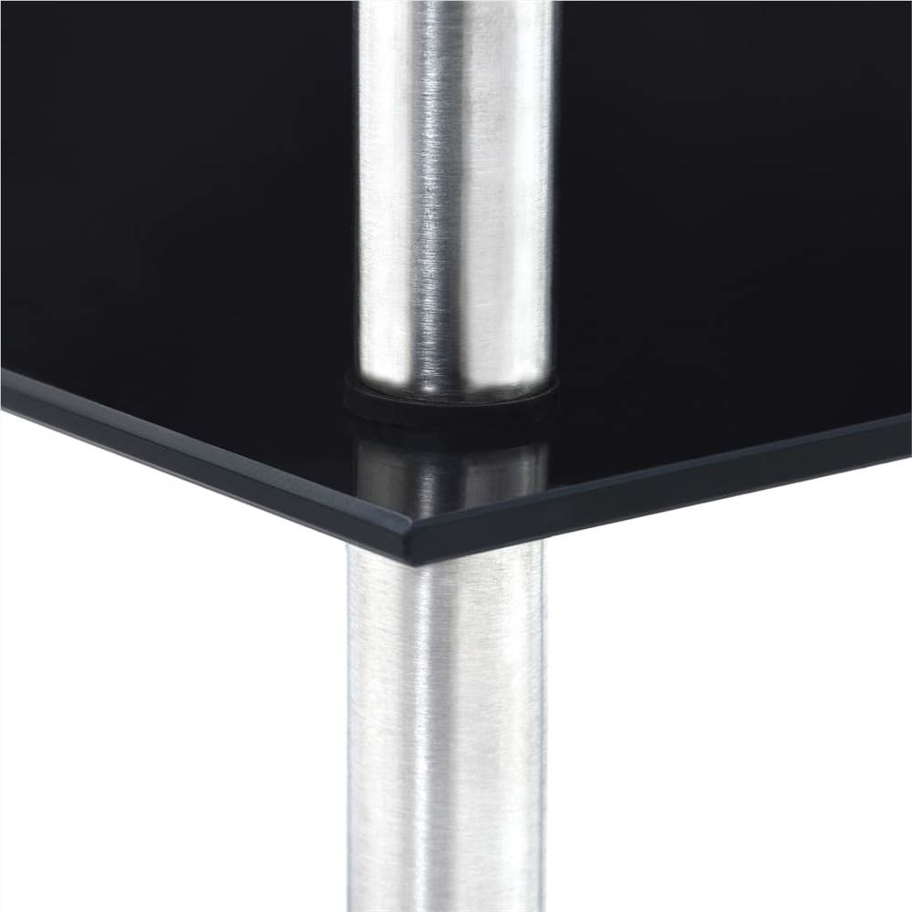 4-Tier Shelf Black 30x30x100 cm Tempered Glass