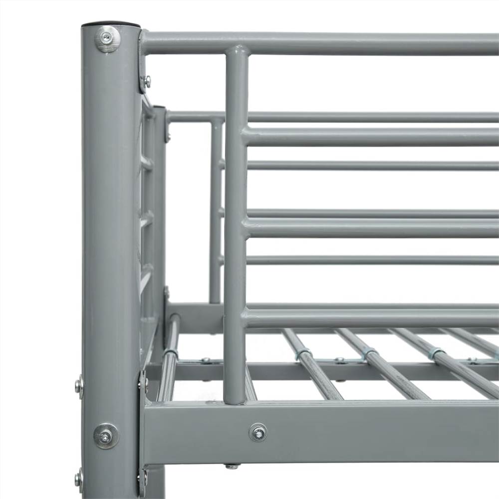 Bunk Bed Frame Grey Metal 140x200 cm/90x200 cm
