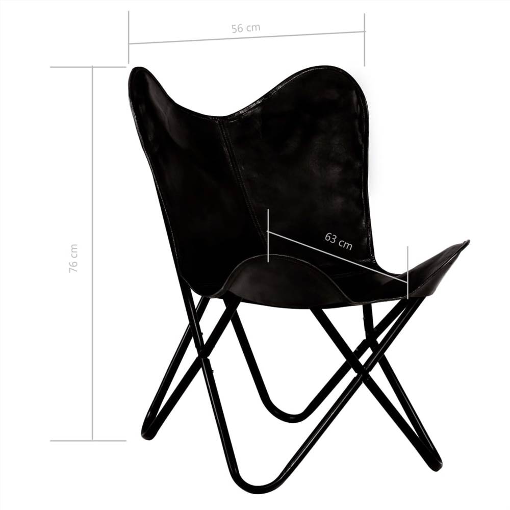 Butterfly Chairs 6 pcs Black Kids Size Real Leather