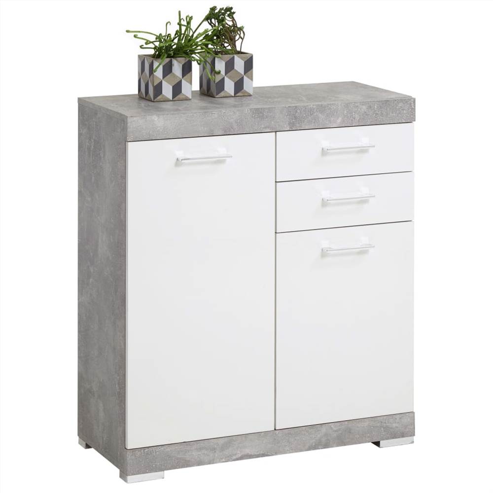 FMD Dresser with 2 Doors & 2 Drawers 80x34.9x89.9cm Concrete and White