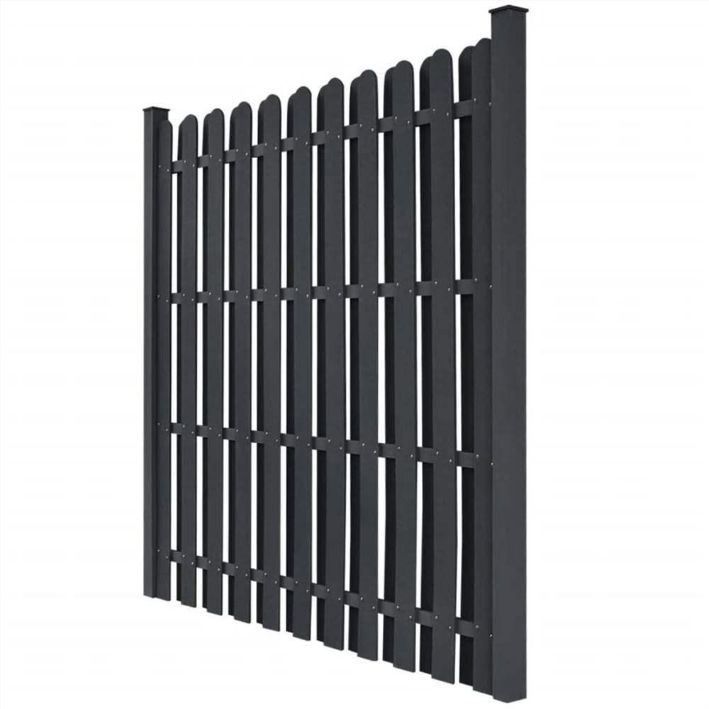 Fence Panel with 2 Posts WPC 180x180 cm Grey