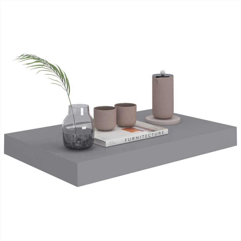 Floating Wall Shelves 2 pcs Grey 40x23x3.8 cm MDF