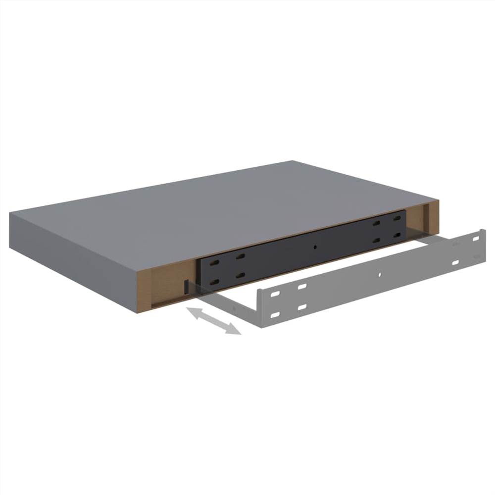 Floating Wall Shelves 2 pcs Grey 40x23x3.8 cm MDF