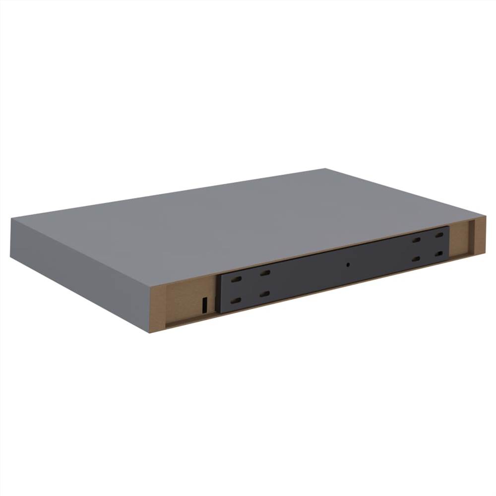 Floating Wall Shelves 2 pcs Grey 40x23x3.8 cm MDF