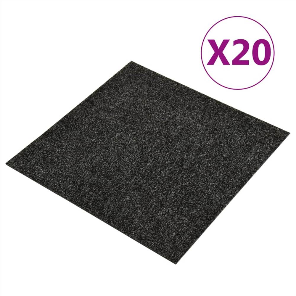 Floor Carpet Tiles 20 pcs 5 m² Black