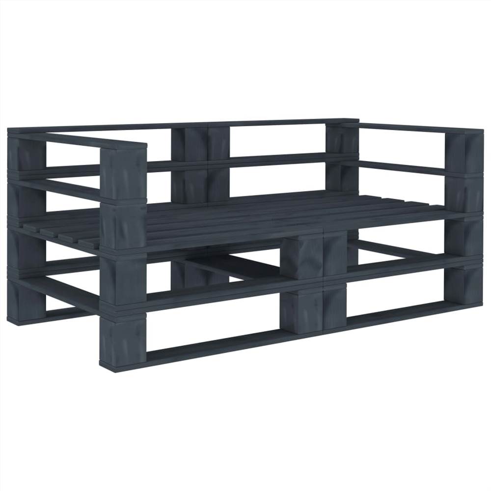 Garden Pallet Sofa Grey 2-Seater Wood