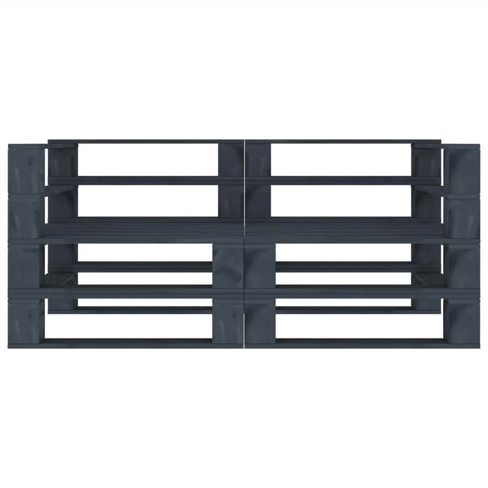 Garden Pallet Sofa Grey 2-Seater Wood