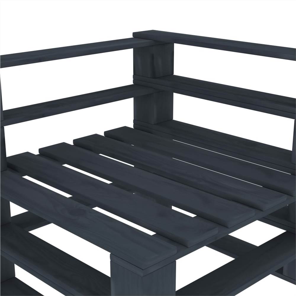 Garden Pallet Sofa Grey 2-Seater Wood