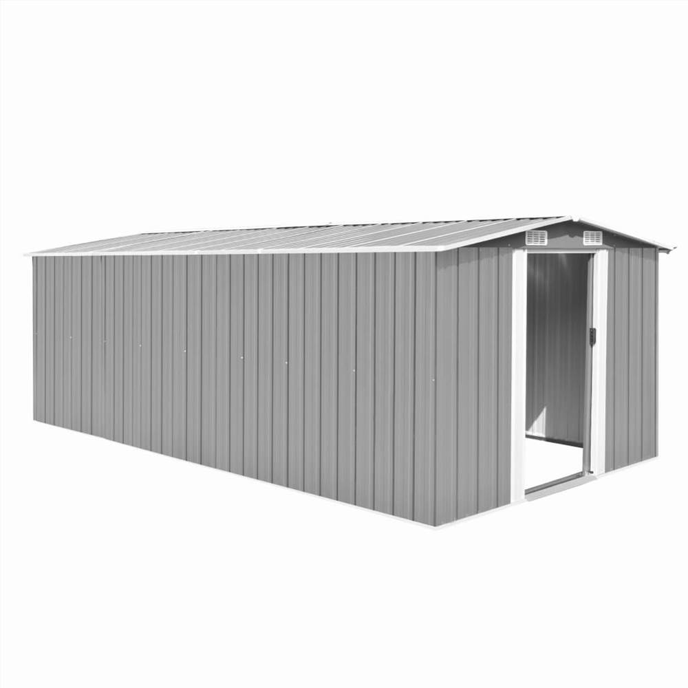 Garden Shed 257x497x178 cm Metal Grey