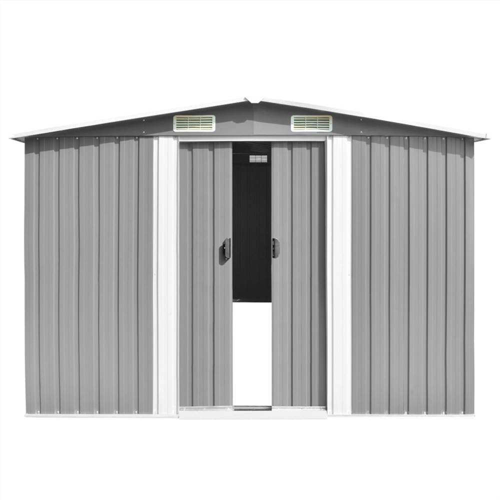 Garden Shed 257x497x178 cm Metal Grey