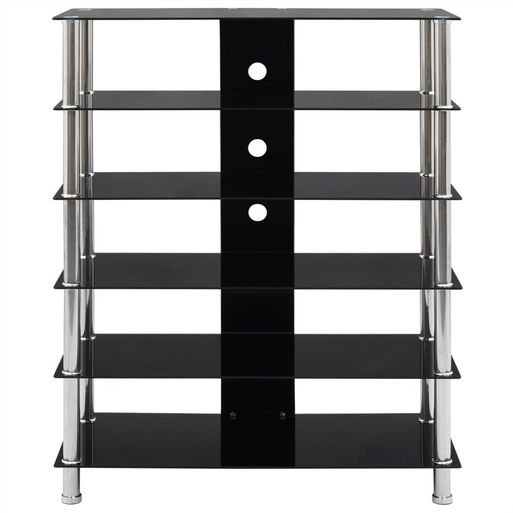 HiFi Stand Black 90x40x113 cm Tempered Glass