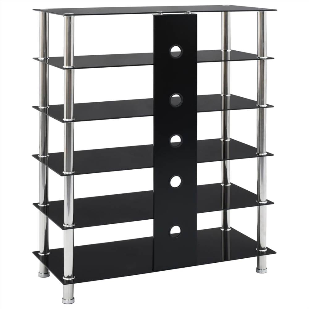 HiFi Stand Black 90x40x113 cm Tempered Glass