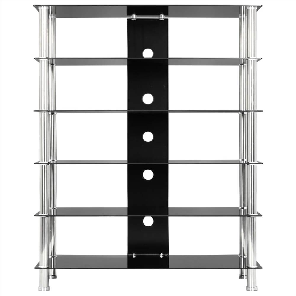 HiFi Stand Black 90x40x113 cm Tempered Glass