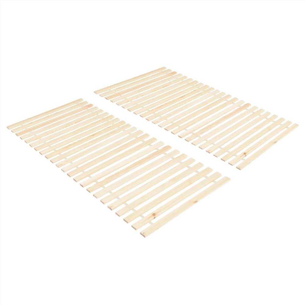 Roll up Bed Bases 2 pcs with 23 Slats 90x200 cm Solid Pinewood
