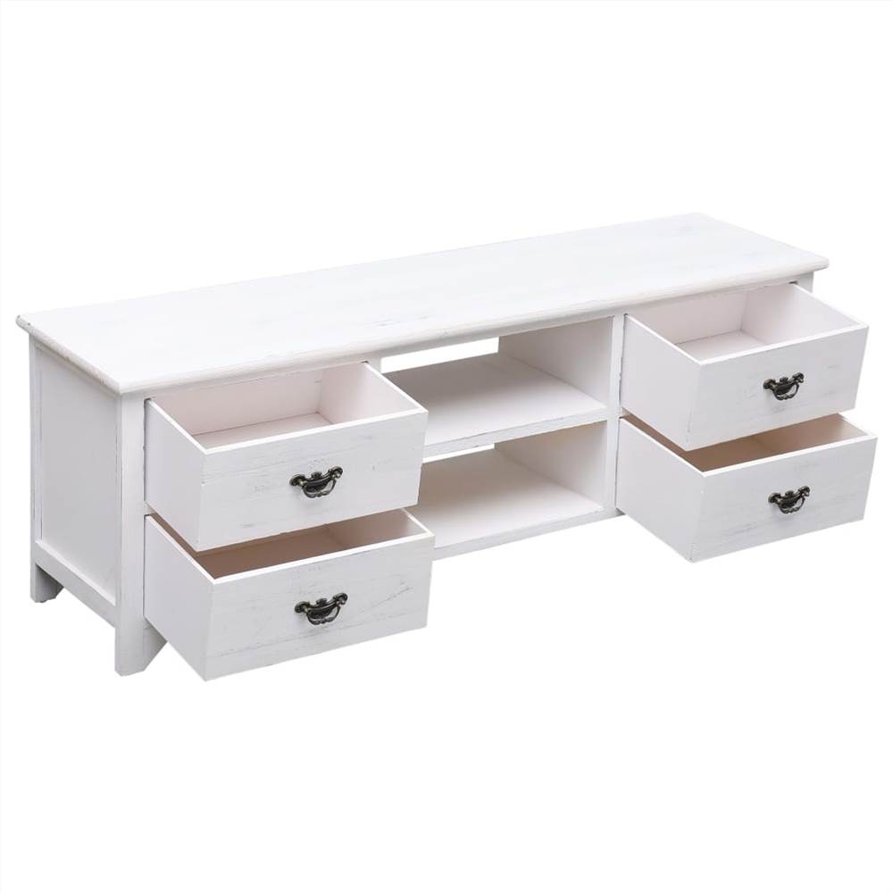 TV Cabinet Antique White 115x30x40 cm Wood