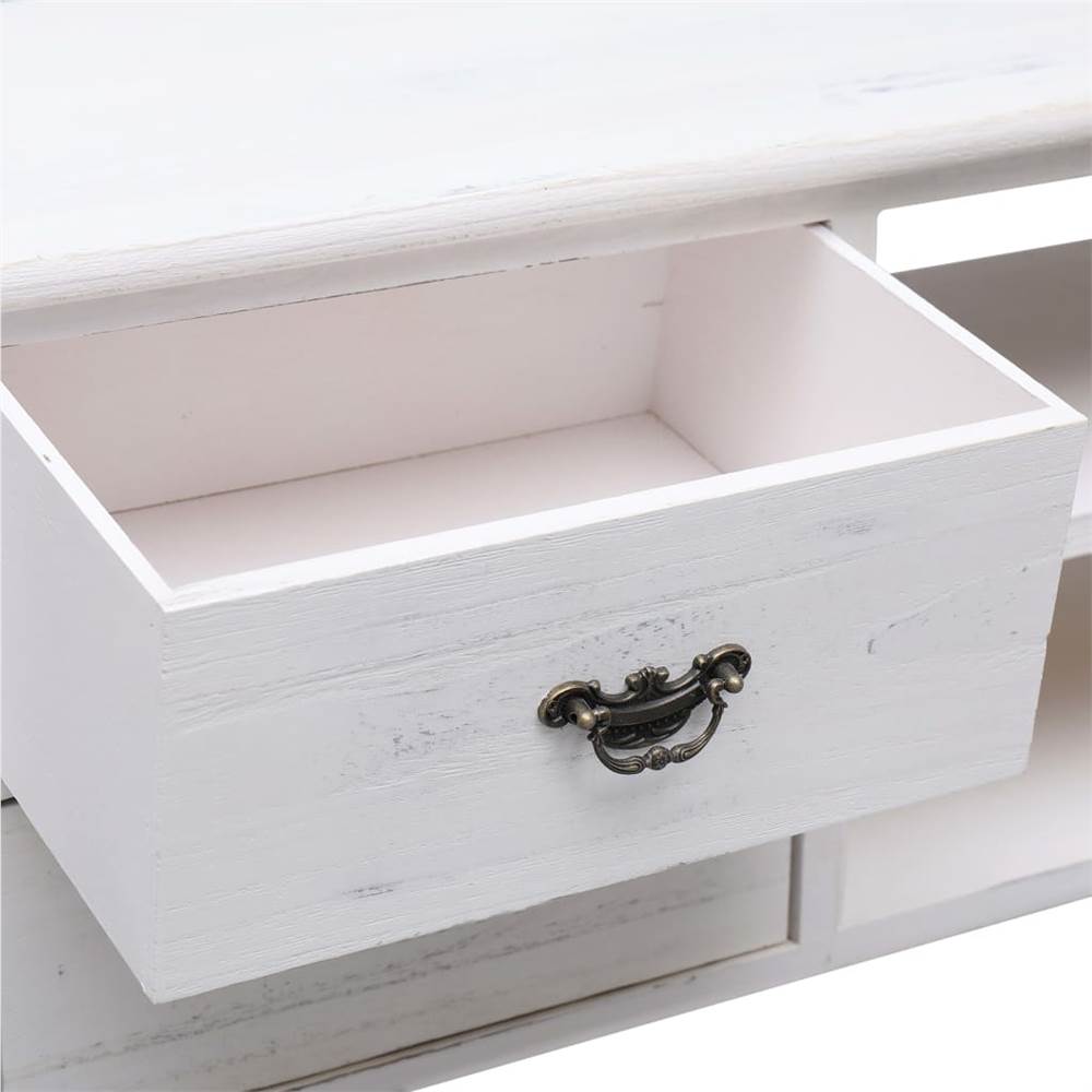 TV Cabinet Antique White 115x30x40 cm Wood