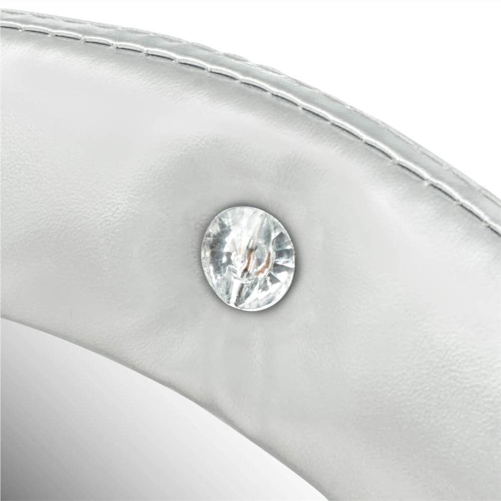 Wall Mirror Artificial Leather 80 cm Glossy Silver
