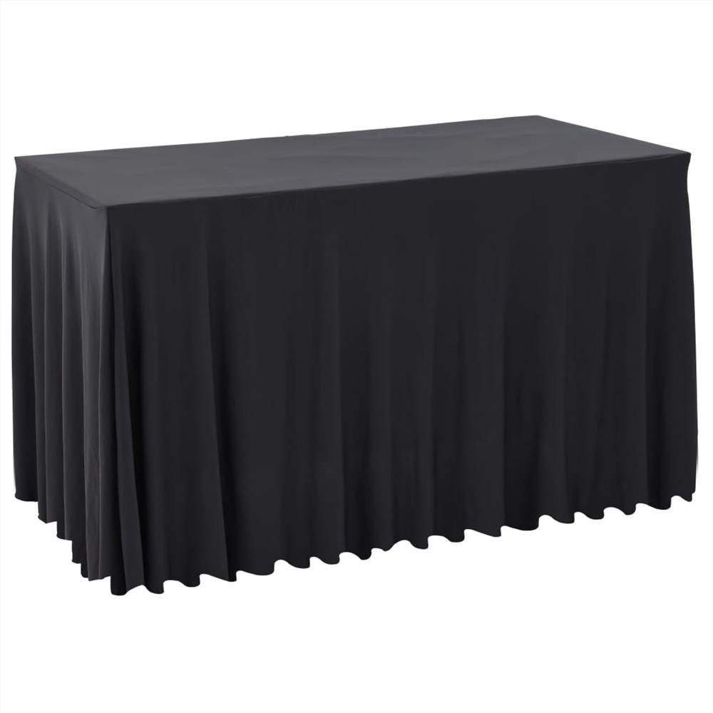 2 pcs Table Covers with Skirt Stretch 243x76x74 cm Anthracite