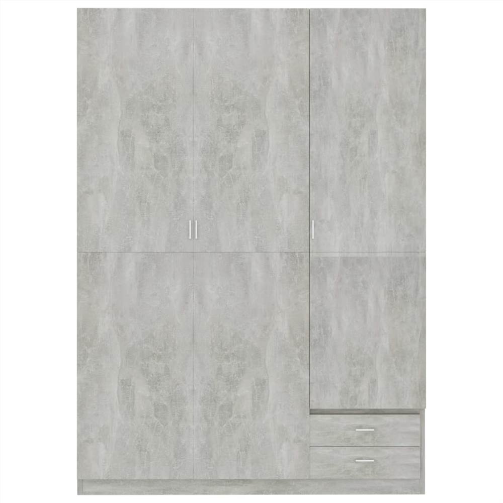 3-Door Wardrobe Concrete Grey 120x50x180 cm Chipboard