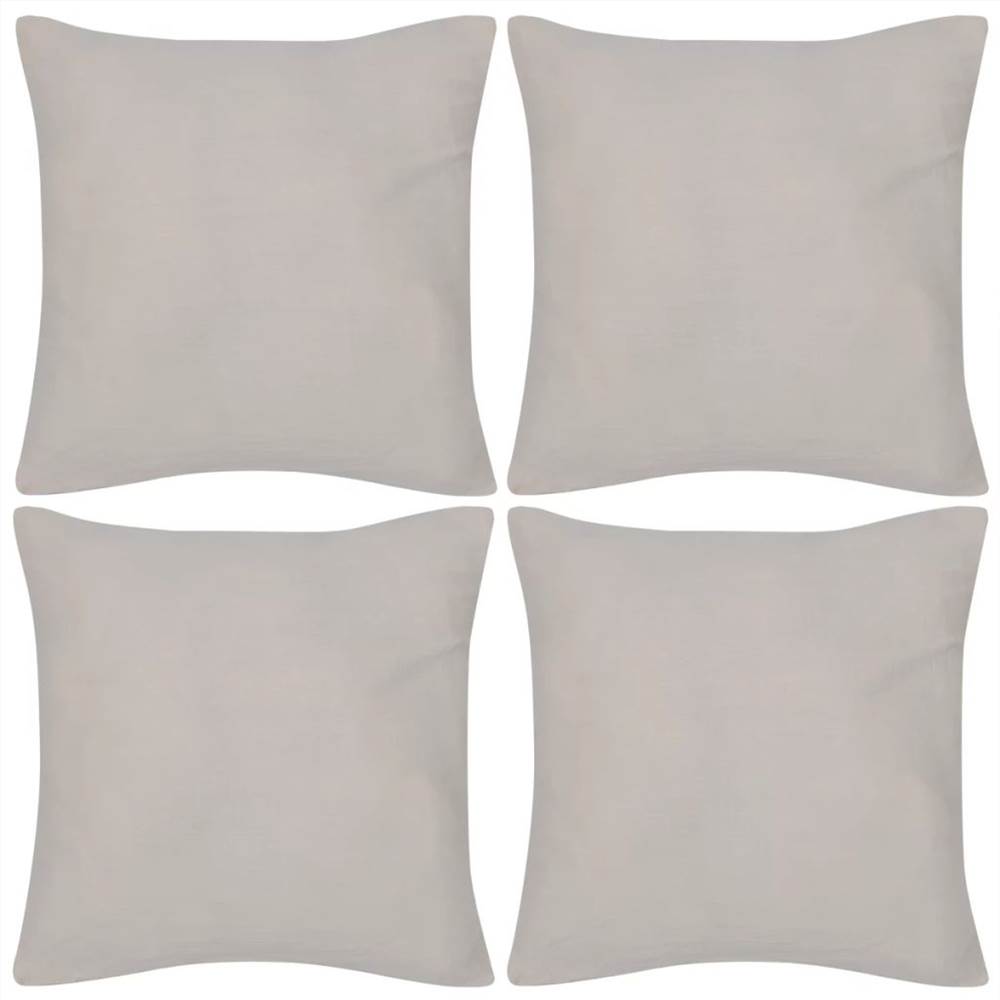 4 Beige Cushion Covers Cotton 80 x 80 cm