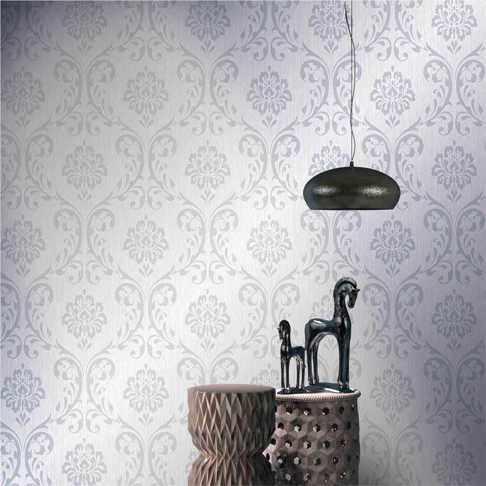 4 pcs Non-woven Wallpaper Rolls White 0.53x10 m Ornament