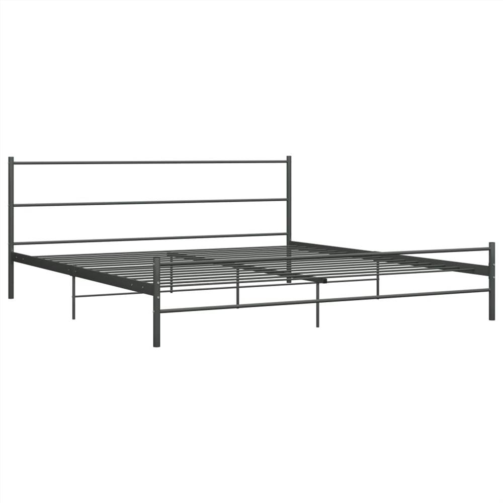 Bed Frame Grey Metal 200x200 cm
