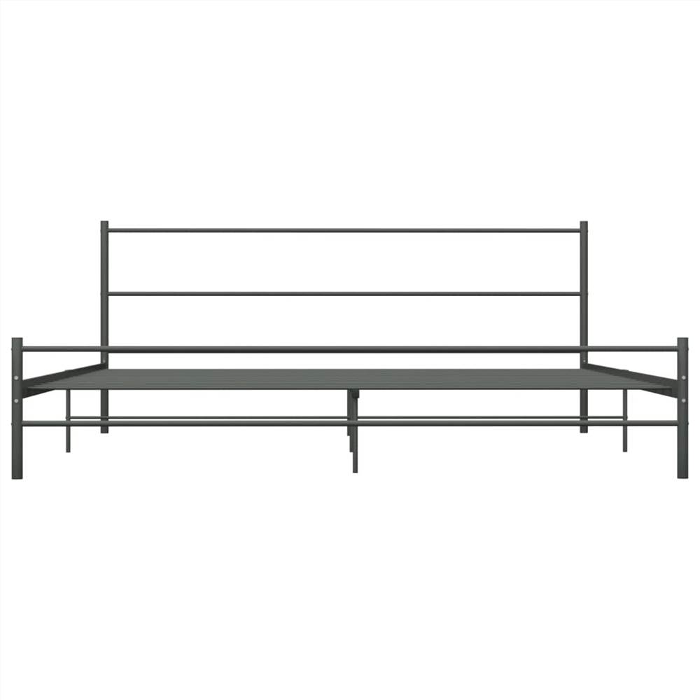 Bed Frame Grey Metal 200x200 cm