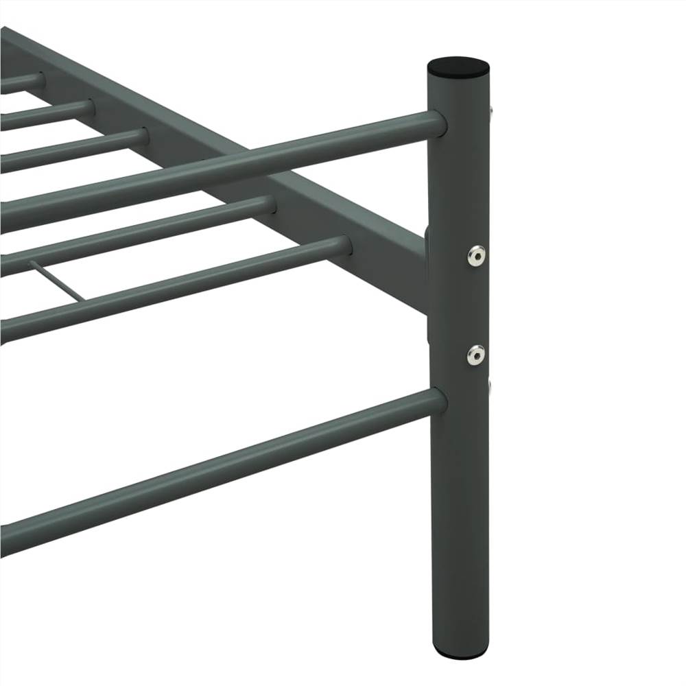 Bed Frame Grey Metal 200x200 cm