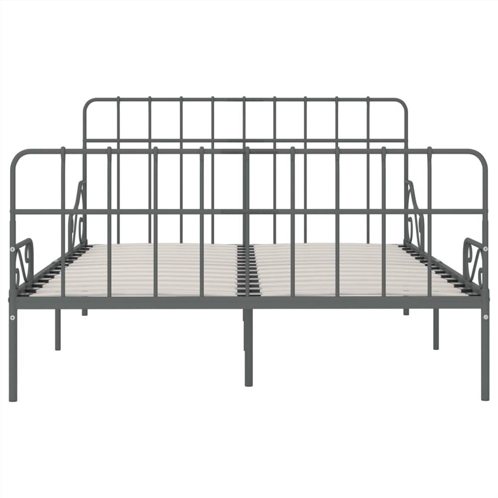 Bed Frame with Slatted Base Grey Metal 140x200 cm