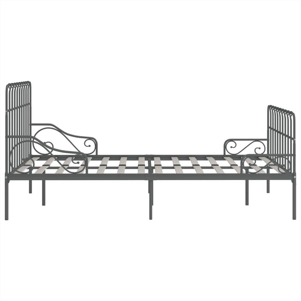 Bed Frame with Slatted Base Grey Metal 140x200 cm