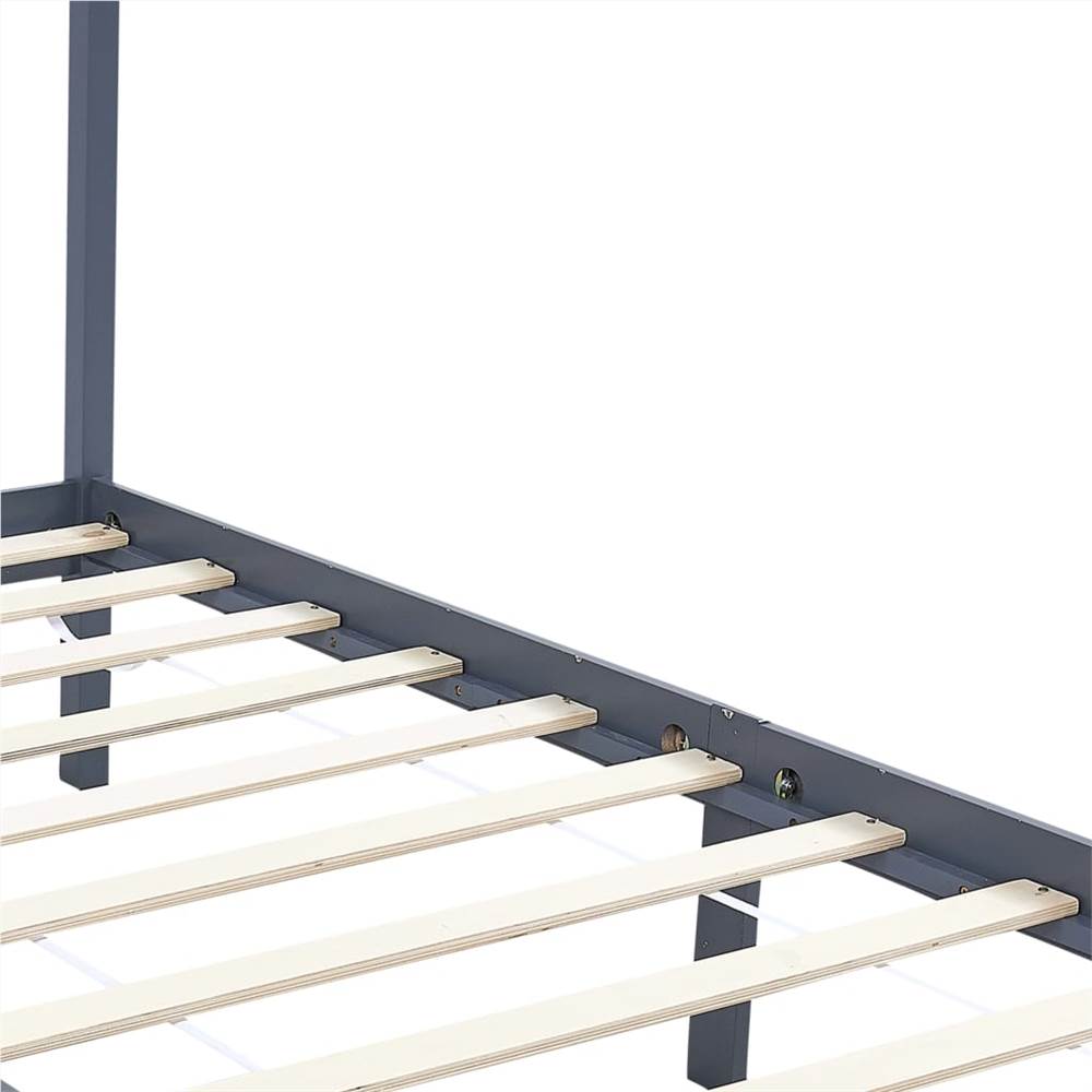 Canopy Bed Frame Grey Solid Pine Wood 100x200 cm
